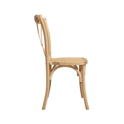 Drevené svadobné stoličky CROSS-BACK WOOD RATTAN prírodné bielené