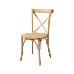 Drevené svadobné stoličky CROSS-BACK WOOD RATTAN prírodné bielené