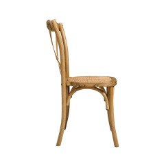 Drevené svadobné stoličky CROSS-BACK WOOD RATTAN jasný rustikálny