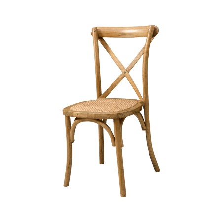 Drevené svadobné stoličky CROSS-BACK WOOD RATTAN jasný rustikálny