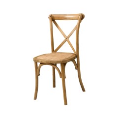 Drevené svadobné stoličky CROSS-BACK WOOD RATTAN jasný rustikálny