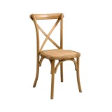 Drevené svadobné stoličky CROSS-BACK WOOD RATTAN jasný rustikálny