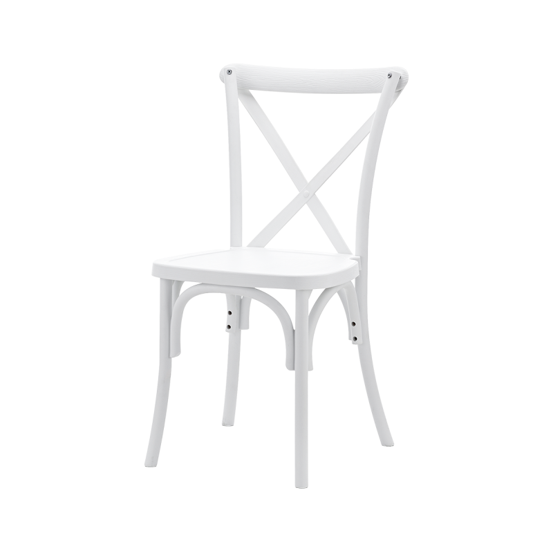 Svadobné stoličky CROSS-BACK POLYWOOD biely