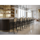 Drevená reštauračná stolička LOOMI 811 BAR Rattan čierna